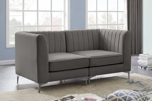 Alina Velvet / Engineered Wood / Metal / Foam Contemporary Grey Velvet Modular Sofa - 67" W x 33.5" D x 31" H