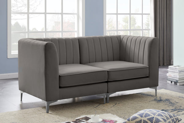 Alina Velvet / Engineered Wood / Metal / Foam Contemporary Grey Velvet Modular Sofa - 67" W x 33.5" D x 31" H