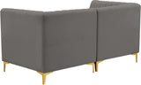 Alina Velvet / Engineered Wood / Metal / Foam Contemporary Grey Velvet Modular Sofa - 67" W x 33.5" D x 31" H