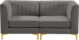 Alina Velvet / Engineered Wood / Metal / Foam Contemporary Grey Velvet Modular Sofa - 67" W x 33.5" D x 31" H