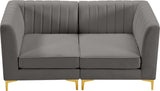 Alina Velvet / Engineered Wood / Metal / Foam Contemporary Grey Velvet Modular Sofa - 67" W x 33.5" D x 31" H