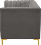 Alina Velvet / Engineered Wood / Metal / Foam Contemporary Grey Velvet Modular Sofa - 67" W x 33.5" D x 31" H