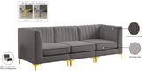 Alina Velvet / Engineered Wood / Metal / Foam Contemporary Grey Velvet Modular Sofa - 93" W x 33.5" D x 31" H