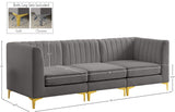 Alina Velvet / Engineered Wood / Metal / Foam Contemporary Grey Velvet Modular Sofa - 93" W x 33.5" D x 31" H