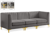 Alina Velvet / Engineered Wood / Metal / Foam Contemporary Grey Velvet Modular Sofa - 93" W x 33.5" D x 31" H