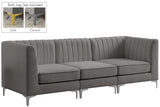 Alina Velvet / Engineered Wood / Metal / Foam Contemporary Grey Velvet Modular Sofa - 93" W x 33.5" D x 31" H