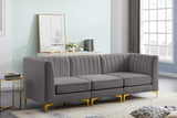 Alina Velvet / Engineered Wood / Metal / Foam Contemporary Grey Velvet Modular Sofa - 93" W x 33.5" D x 31" H