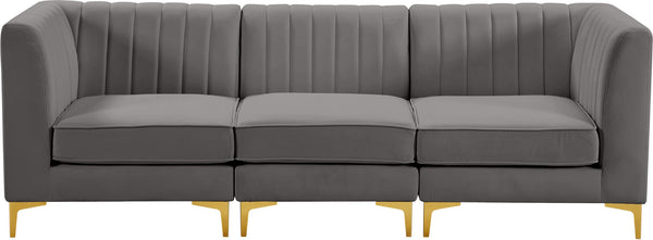 Alina Velvet / Engineered Wood / Metal / Foam Contemporary Grey Velvet Modular Sofa - 93" W x 33.5" D x 31" H