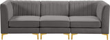 Alina Velvet / Engineered Wood / Metal / Foam Contemporary Grey Velvet Modular Sofa - 93" W x 33.5" D x 31" H