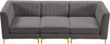 Alina Velvet / Engineered Wood / Metal / Foam Contemporary Grey Velvet Modular Sofa - 93" W x 33.5" D x 31" H