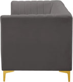 Alina Velvet / Engineered Wood / Metal / Foam Contemporary Grey Velvet Modular Sofa - 93" W x 33.5" D x 31" H