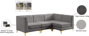 Alina Velvet / Engineered Wood / Metal / Foam Contemporary Grey Velvet Modular Sectional - 93" W x 67" D x 31" H