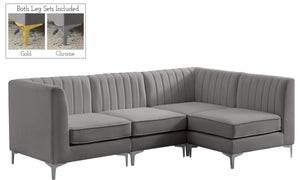 Alina Velvet / Engineered Wood / Metal / Foam Contemporary Grey Velvet Modular Sectional - 93" W x 67" D x 31" H