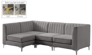Alina Velvet / Engineered Wood / Metal / Foam Contemporary Grey Velvet Modular Sectional - 93" W x 67" D x 31" H
