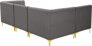 Alina Velvet / Engineered Wood / Metal / Foam Contemporary Grey Velvet Modular Sectional - 93" W x 67" D x 31" H