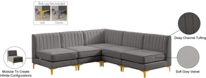 Alina Velvet / Engineered Wood / Metal / Foam Contemporary Grey Velvet Modular Sectional - 85.5" W x 85.5" D x 31" H