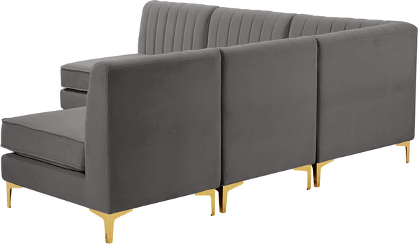 Alina Velvet / Engineered Wood / Metal / Foam Contemporary Grey Velvet Modular Sectional - 85.5" W x 85.5" D x 31" H