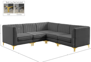 Alina Velvet / Engineered Wood / Metal / Foam Contemporary Grey Velvet Modular Sectional - 93" W x 93" D x 31" H