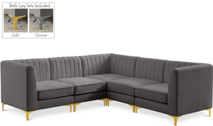 Alina Velvet / Engineered Wood / Metal / Foam Contemporary Grey Velvet Modular Sectional - 93" W x 93" D x 31" H