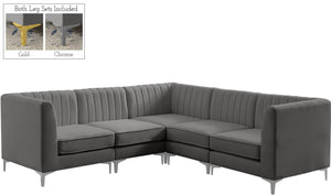 Alina Velvet / Engineered Wood / Metal / Foam Contemporary Grey Velvet Modular Sectional - 93" W x 93" D x 31" H