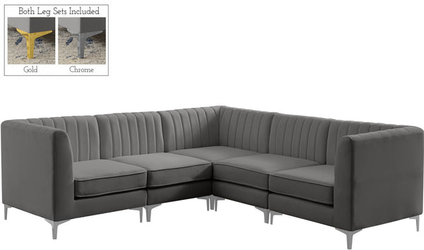 Alina Velvet / Engineered Wood / Metal / Foam Contemporary Grey Velvet Modular Sectional - 93" W x 93" D x 31" H