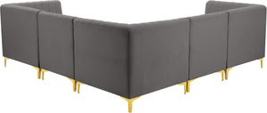 Alina Velvet / Engineered Wood / Metal / Foam Contemporary Grey Velvet Modular Sectional - 93" W x 93" D x 31" H