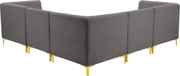Alina Velvet / Engineered Wood / Metal / Foam Contemporary Grey Velvet Modular Sectional - 93" W x 93" D x 31" H