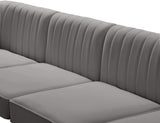 Alina Velvet / Engineered Wood / Metal / Foam Contemporary Grey Velvet Modular Sectional - 119" W x 93" D x 31" H