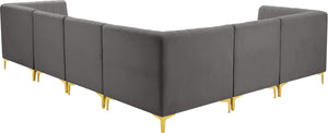 Alina Velvet / Engineered Wood / Metal / Foam Contemporary Grey Velvet Modular Sectional - 119" W x 93" D x 31" H