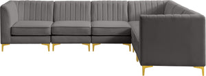 Alina Velvet / Engineered Wood / Metal / Foam Contemporary Grey Velvet Modular Sectional - 119" W x 93" D x 31" H