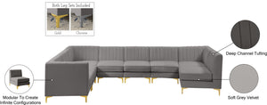 Alina Velvet / Engineered Wood / Metal / Foam Contemporary Grey Velvet Modular Sectional - 119" W x 119" D x 31" H