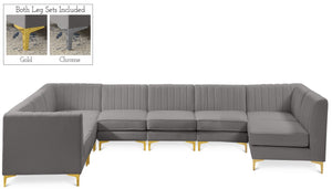 Alina Velvet / Engineered Wood / Metal / Foam Contemporary Grey Velvet Modular Sectional - 119" W x 119" D x 31" H