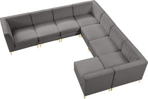 Alina Velvet / Engineered Wood / Metal / Foam Contemporary Grey Velvet Modular Sectional - 119" W x 119" D x 31" H