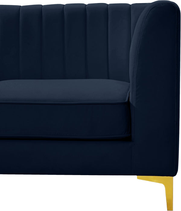 Alina Velvet / Engineered Wood / Metal / Foam Contemporary Navy Velvet Armless Chair - 26" W x 33.5" D x 31" H