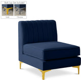 Alina Velvet / Engineered Wood / Metal / Foam Contemporary Navy Velvet Armless Chair - 26" W x 33.5" D x 31" H
