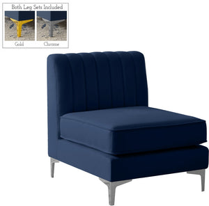 Alina Velvet / Engineered Wood / Metal / Foam Contemporary Navy Velvet Armless Chair - 26" W x 33.5" D x 31" H