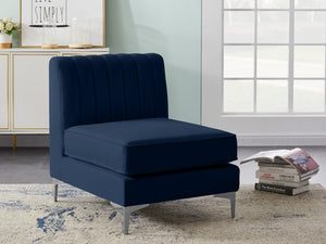 Alina Velvet / Engineered Wood / Metal / Foam Contemporary Navy Velvet Armless Chair - 26" W x 33.5" D x 31" H