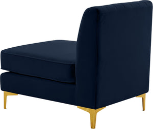 Alina Velvet / Engineered Wood / Metal / Foam Contemporary Navy Velvet Armless Chair - 26" W x 33.5" D x 31" H