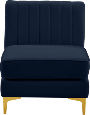 Alina Velvet / Engineered Wood / Metal / Foam Contemporary Navy Velvet Armless Chair - 26" W x 33.5" D x 31" H