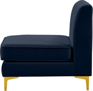 Alina Velvet / Engineered Wood / Metal / Foam Contemporary Navy Velvet Armless Chair - 26" W x 33.5" D x 31" H