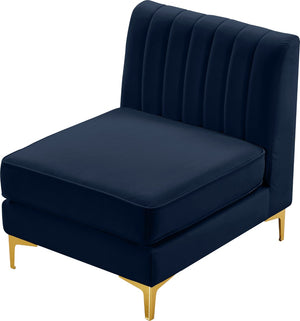 Alina Velvet / Engineered Wood / Metal / Foam Contemporary Navy Velvet Armless Chair - 26" W x 33.5" D x 31" H