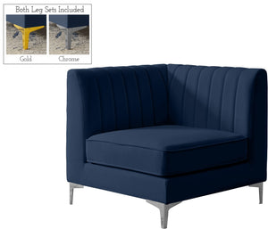 Alina Velvet / Engineered Wood / Metal / Foam Contemporary Navy Velvet Corner Chair - 33.5" W x 33.5" D x 31" H