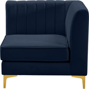 Alina Velvet / Engineered Wood / Metal / Foam Contemporary Navy Velvet Corner Chair - 33.5" W x 33.5" D x 31" H