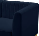 Alina Velvet / Engineered Wood / Metal / Foam Contemporary Navy Velvet Corner Chair - 33.5" W x 33.5" D x 31" H