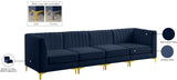 Alina Velvet / Engineered Wood / Metal / Foam Contemporary Navy Velvet Modular Sofa - 119" W x 33.5" D x 31" H