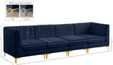 Alina Velvet / Engineered Wood / Metal / Foam Contemporary Navy Velvet Modular Sofa - 119" W x 33.5" D x 31" H