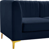 Alina Velvet / Engineered Wood / Metal / Foam Contemporary Navy Velvet Modular Sofa - 119" W x 33.5" D x 31" H