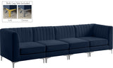 Alina Velvet / Engineered Wood / Metal / Foam Contemporary Navy Velvet Modular Sofa - 119" W x 33.5" D x 31" H