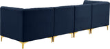 Alina Velvet / Engineered Wood / Metal / Foam Contemporary Navy Velvet Modular Sofa - 119" W x 33.5" D x 31" H