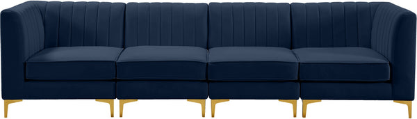 Alina Velvet / Engineered Wood / Metal / Foam Contemporary Navy Velvet Modular Sofa - 119" W x 33.5" D x 31" H